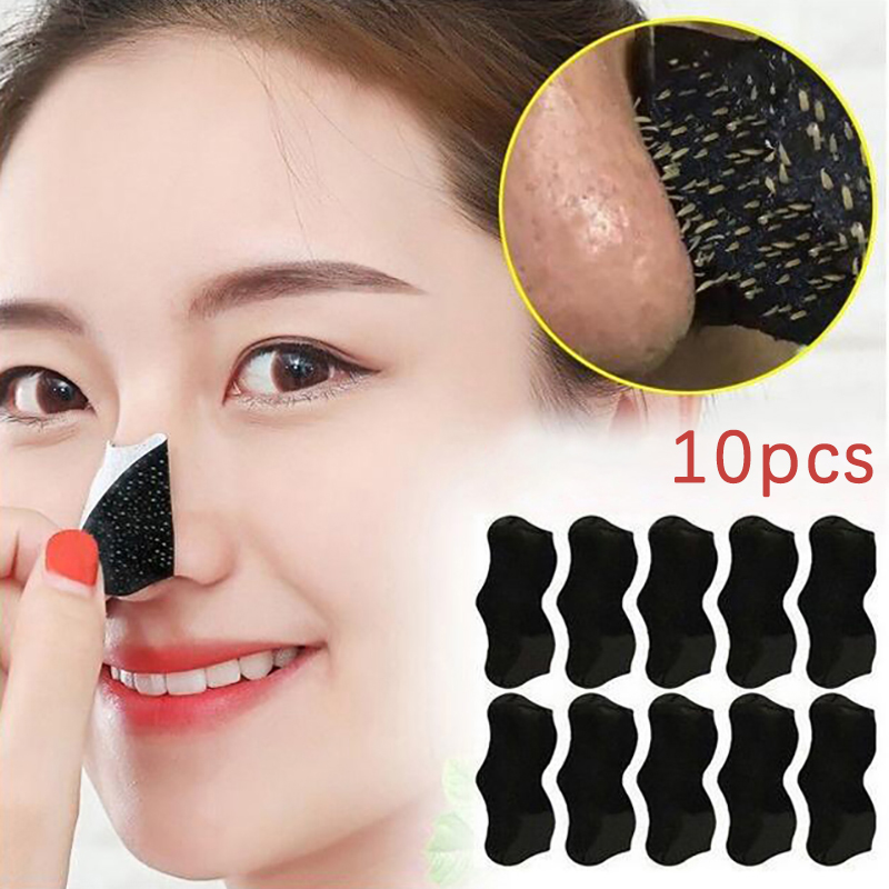 Black Face Mask Pack - 10 個ユニセックス黒ずみ除去マスクピール鼻ストリップディープクレンジング毛穴縮小鼻黒ずみ除去ステッカースキンケアマスク「」