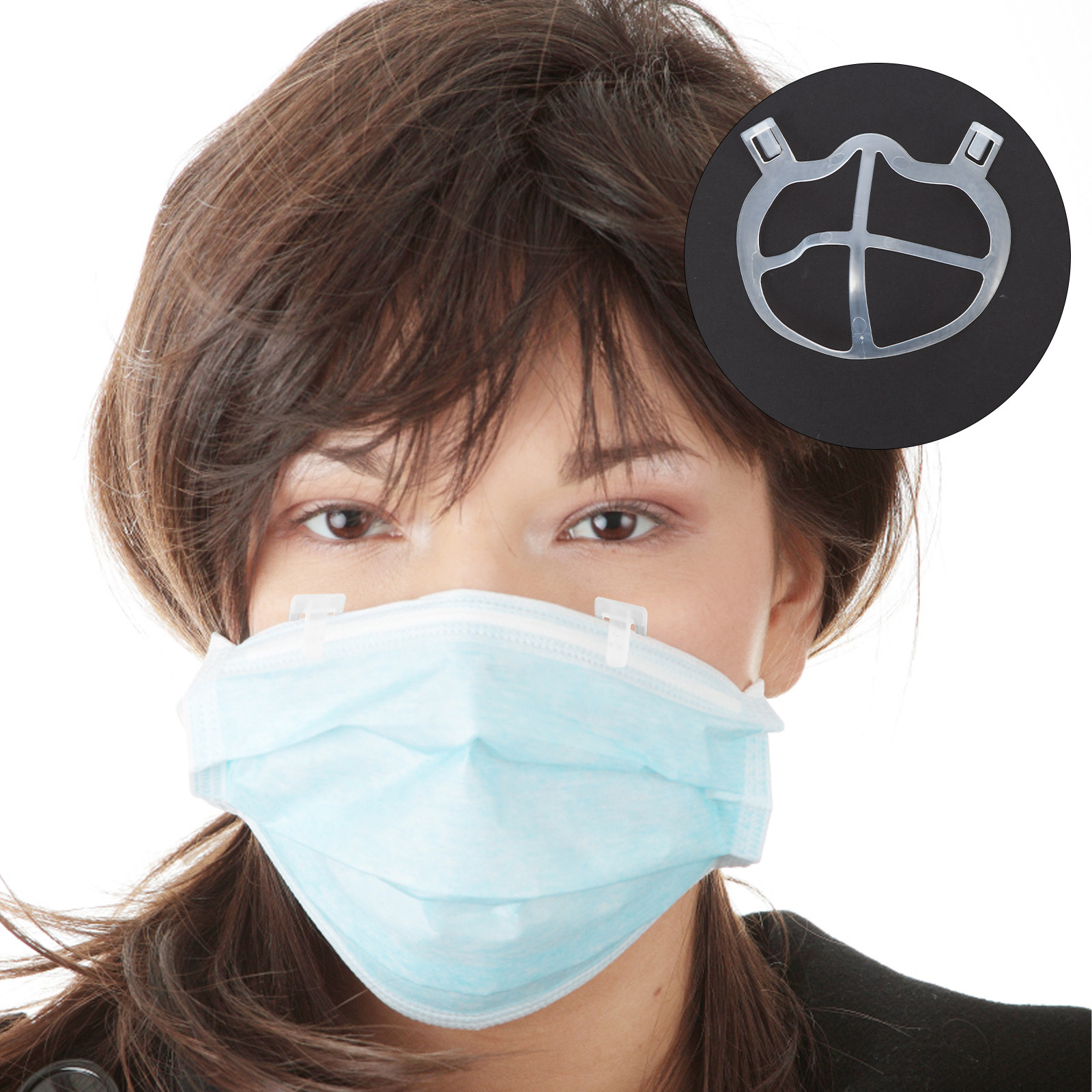 Silicone Mask Bracket - 10個入り 肌に優しい薄型シリコンマスクサポートブラケット 3D立体形状 通気性 再利用可能 鼻口スペース用マスクホルダー