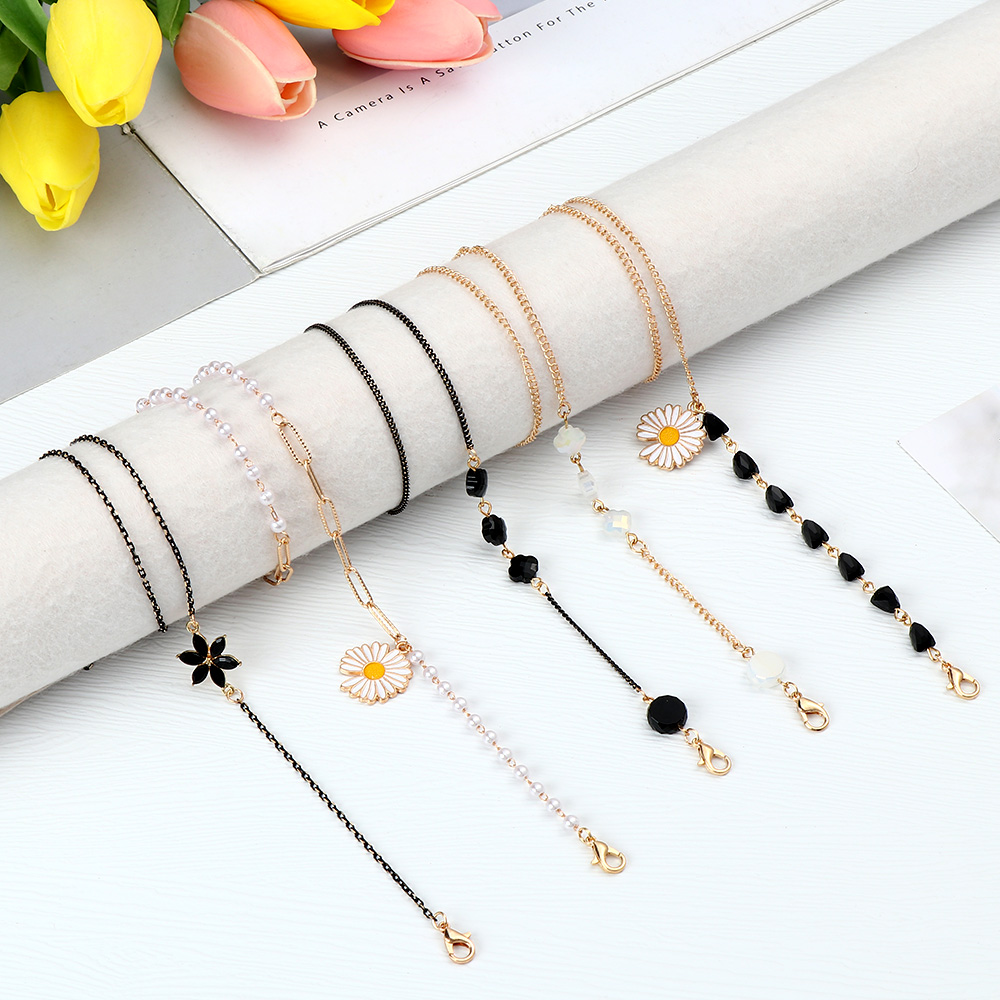 Mask Chain Holder - 女性用サングラスチェーン,ファッショナブルなアンチロスチェーン,ネックストラップ,ビーズネックレス,メガネホルダー