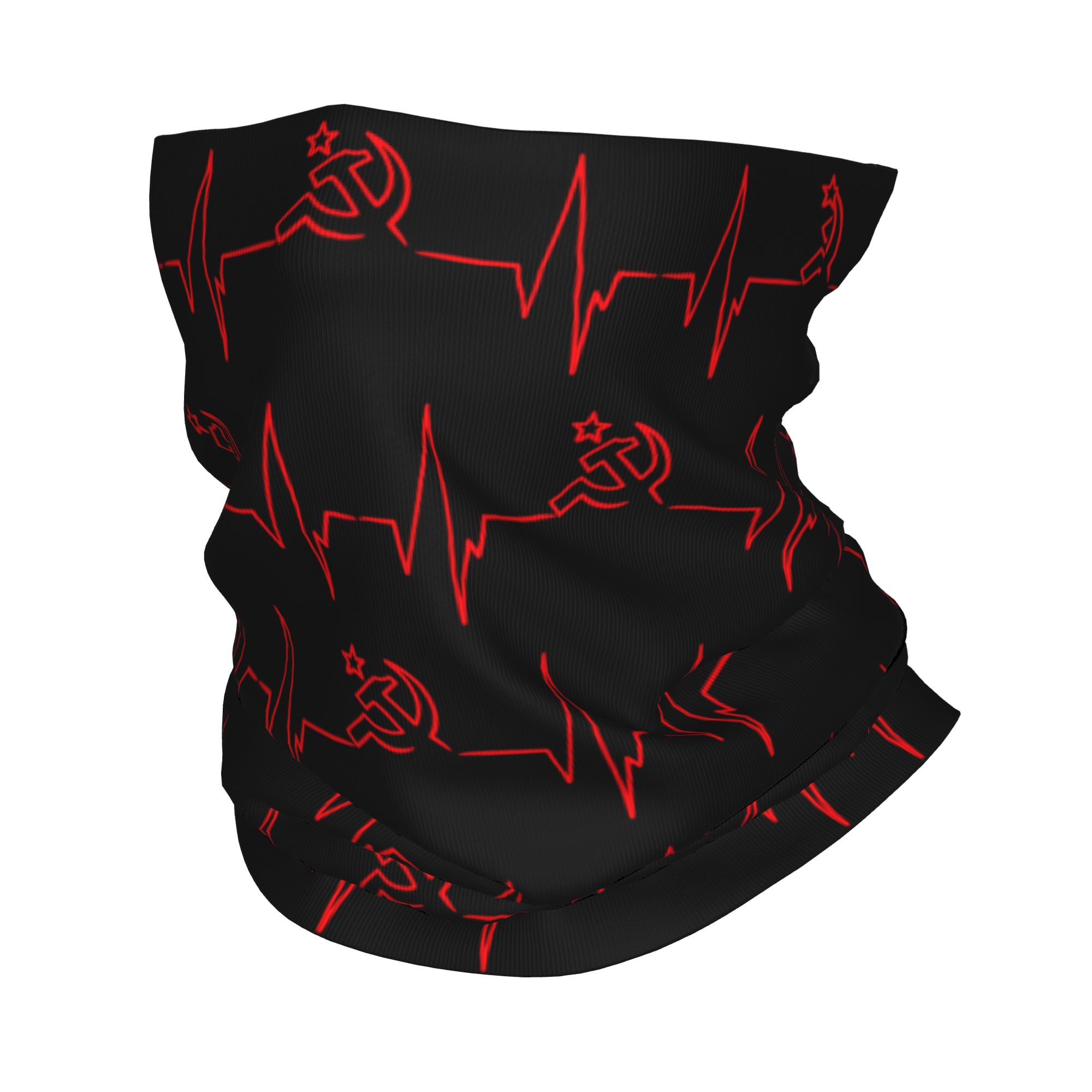 Neck Gaiter Face Cover - カスタムハートビートロシア国旗ロシアソ連バンダナネックゲイター防風フェイススカーフカバー男女兼用ソ連ヘッドバンドチューブバラクラバ