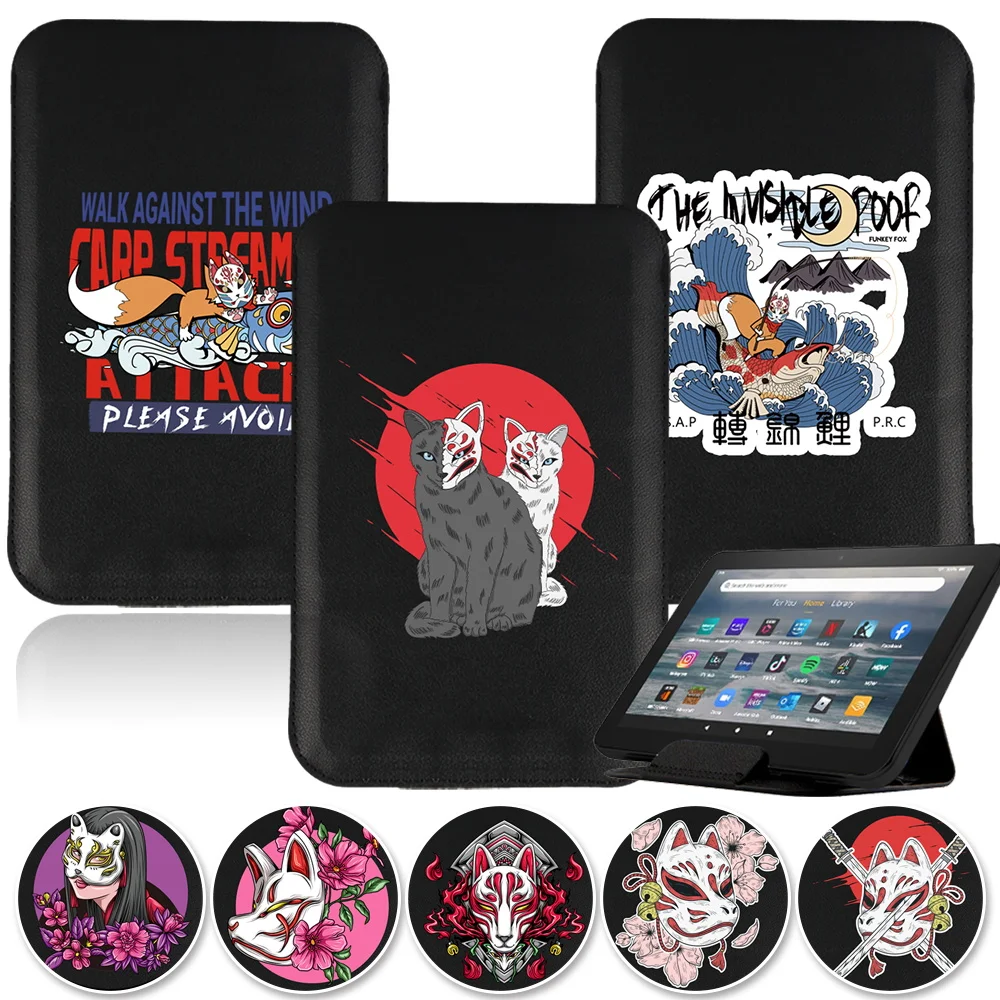 Mask Case Hard Shell - ユニバーサルPUレザータブレットバッグ,マグネットスタンドケース,スリーブ付きアニメポーチ,折りたたみ式タブレットホルダー,マスクシリーズ,7インチ,8インチ,10インチ,新品