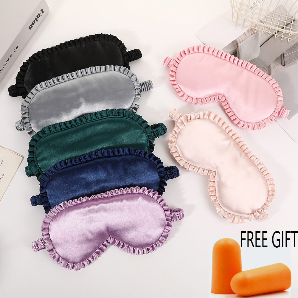 Mask Lanyard Adjustable - 1 個のプレミアムシルクアイマスク、睡眠旅行用の弾性バンド付き、レーストリムアイシェード、遮光性、通気性のある目隠し、いびき防止