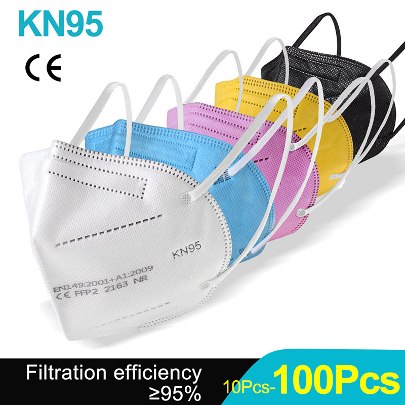 Kn95 Respirator Mask - 保護フェイスマスクkn95ffp2,5層,フィルター,口,呼吸器,10〜100個