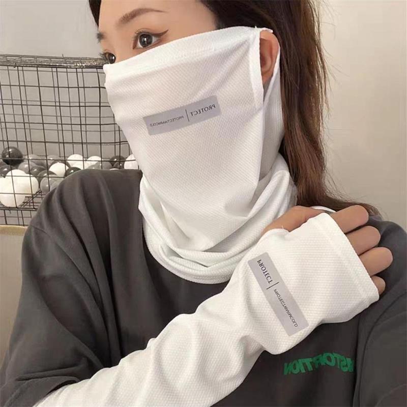 Sports Mask Breathable - アイスシルク日焼け止めセット*フェイスマスク+アームスリーブ、通気性抜群、サイクリング/釣り/夏のアウトドアスポーツに最適