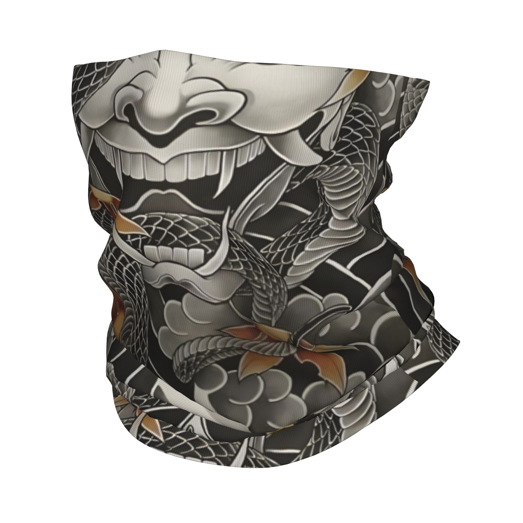 Neck Gaiter Face Cover - カスタム侍鬼デーモンバンダナネックウォーマー男女兼用冬スキーチューブスカーフゲイター怖い幽霊フェイスカバー
