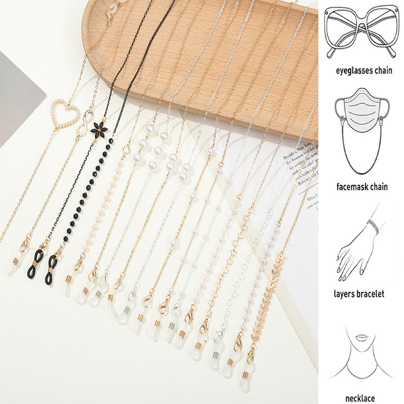 Mask Chain Holder - 2022 ファッションメガネチェーン女性のためのパールマスクストラップ合金サングラスホルダーストラップ眼鏡チェーンネックコードロープジュエリーギフト