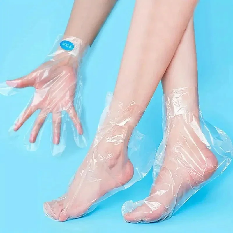 Disposable Mask Blue - 厚手使い捨てハンド＆フットマスク多機能衛生保護カバー（青色粘着ドット付き、パーソナルケア用）