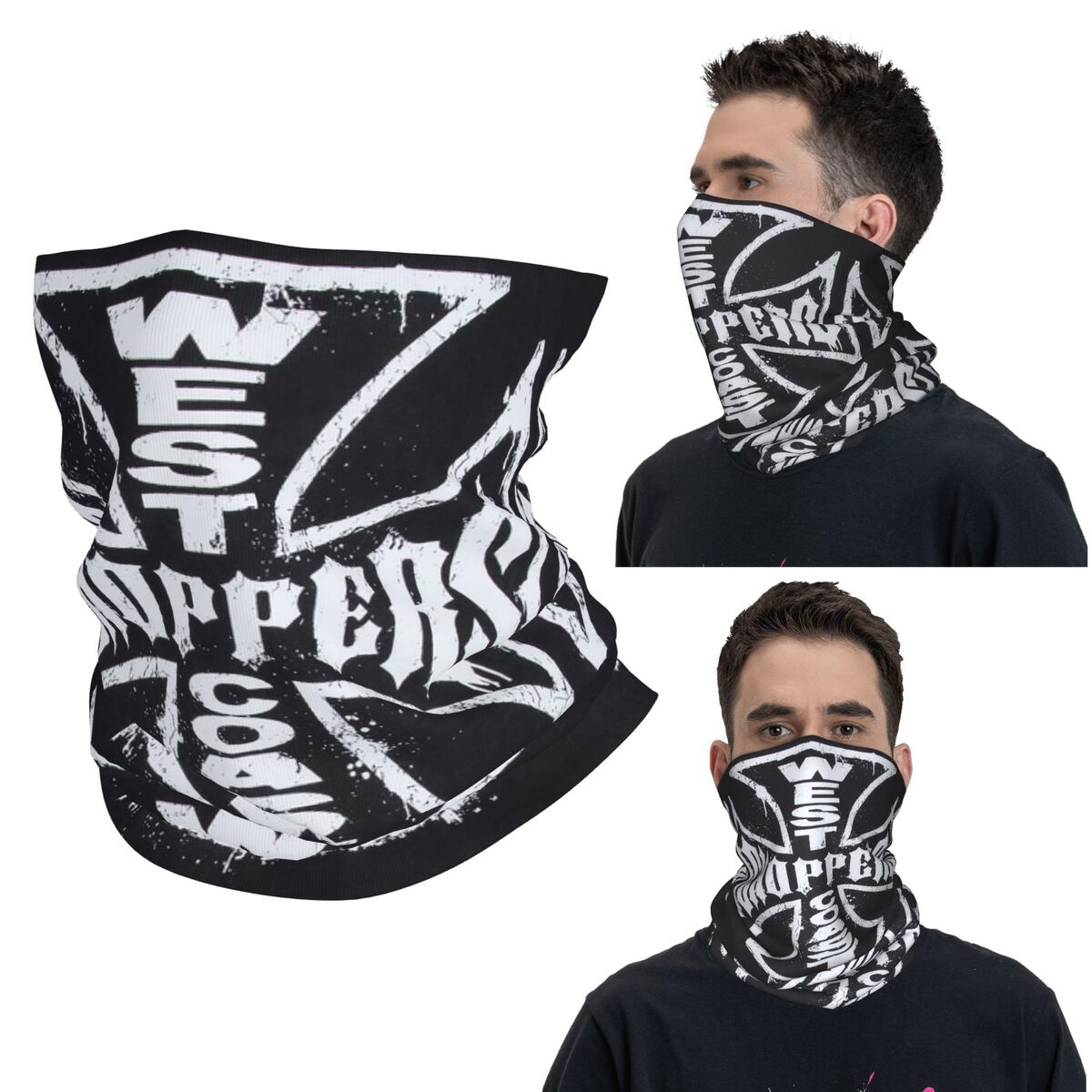 Neck Gaiter Face Cover - 西海岸アイアンクロスチョッパーズ バンダナ ネックカバー プリント ラップマスク スカーフ