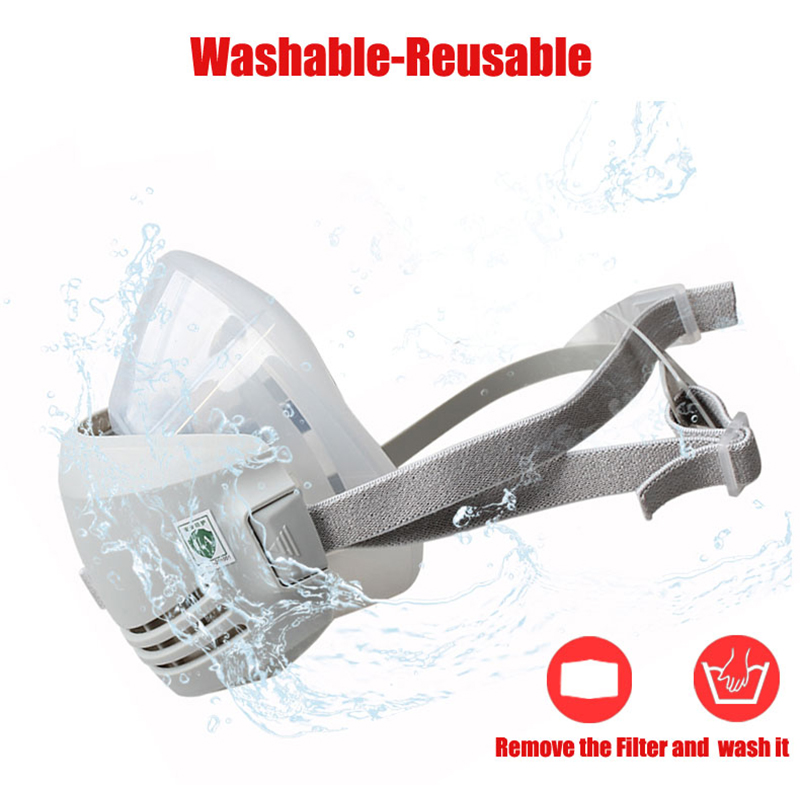 Respirator Half Face - シリコーン防塵ガスマスク呼吸器と1201フィルター綿研磨研削ハーフフェイス防塵マスク再利用可能なウォッシャブル