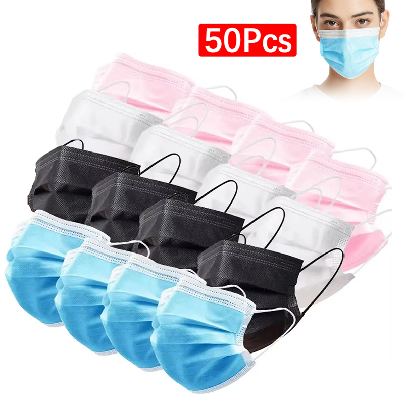 Disposable Mask Blue - 50 個 3 層マスク フェイスマスク メルトブローン布