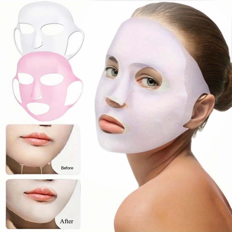Silicone Mask Bracket - 1/2 個 3D 再利用可能なしわを滑らかにするシリコーンフェイスマスクホルダーシートマスク用保湿フェイシャルマスクカバー蒸発防止