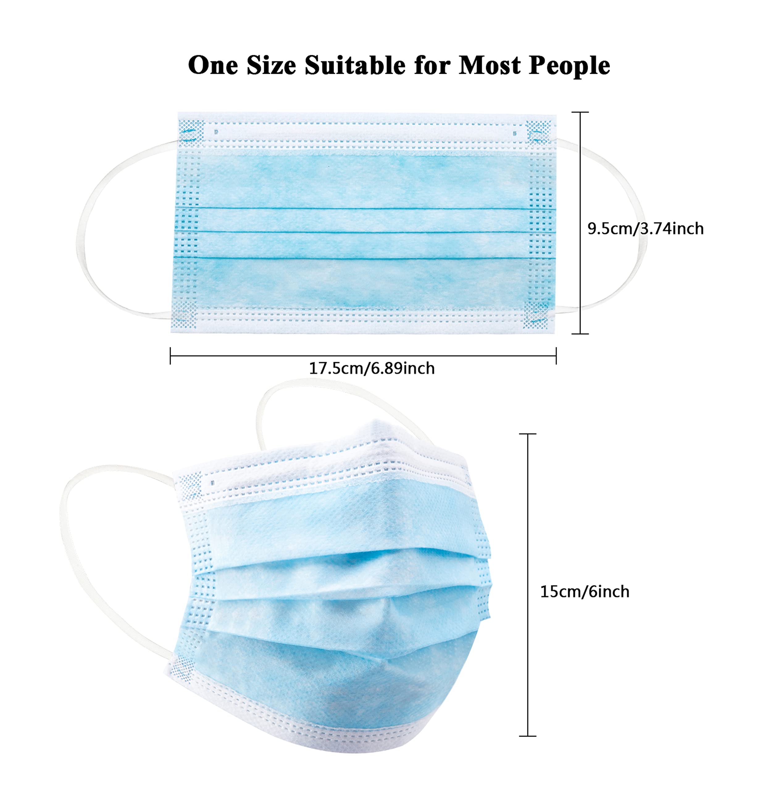 50/100 個使い捨てマスク顔青白大人マスク工場卸売 3  - Disposable Mask Blue のレビューと価格