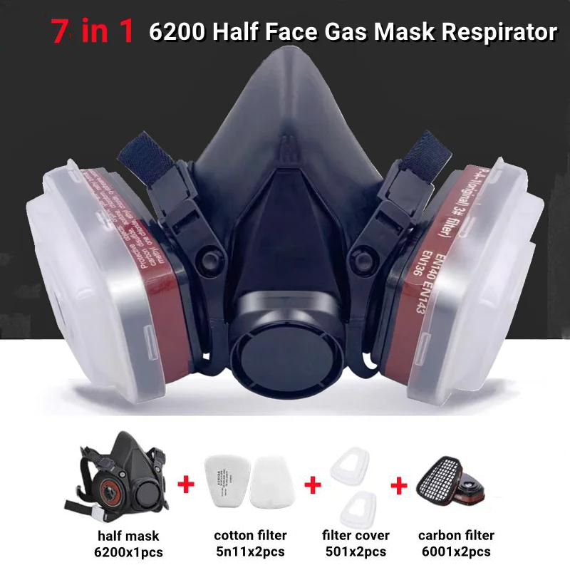防塵防毒マスク防曇安全ゴーグル 6200 黒ハーフフェイスガ - Dust Mask Construction のレビューと価格