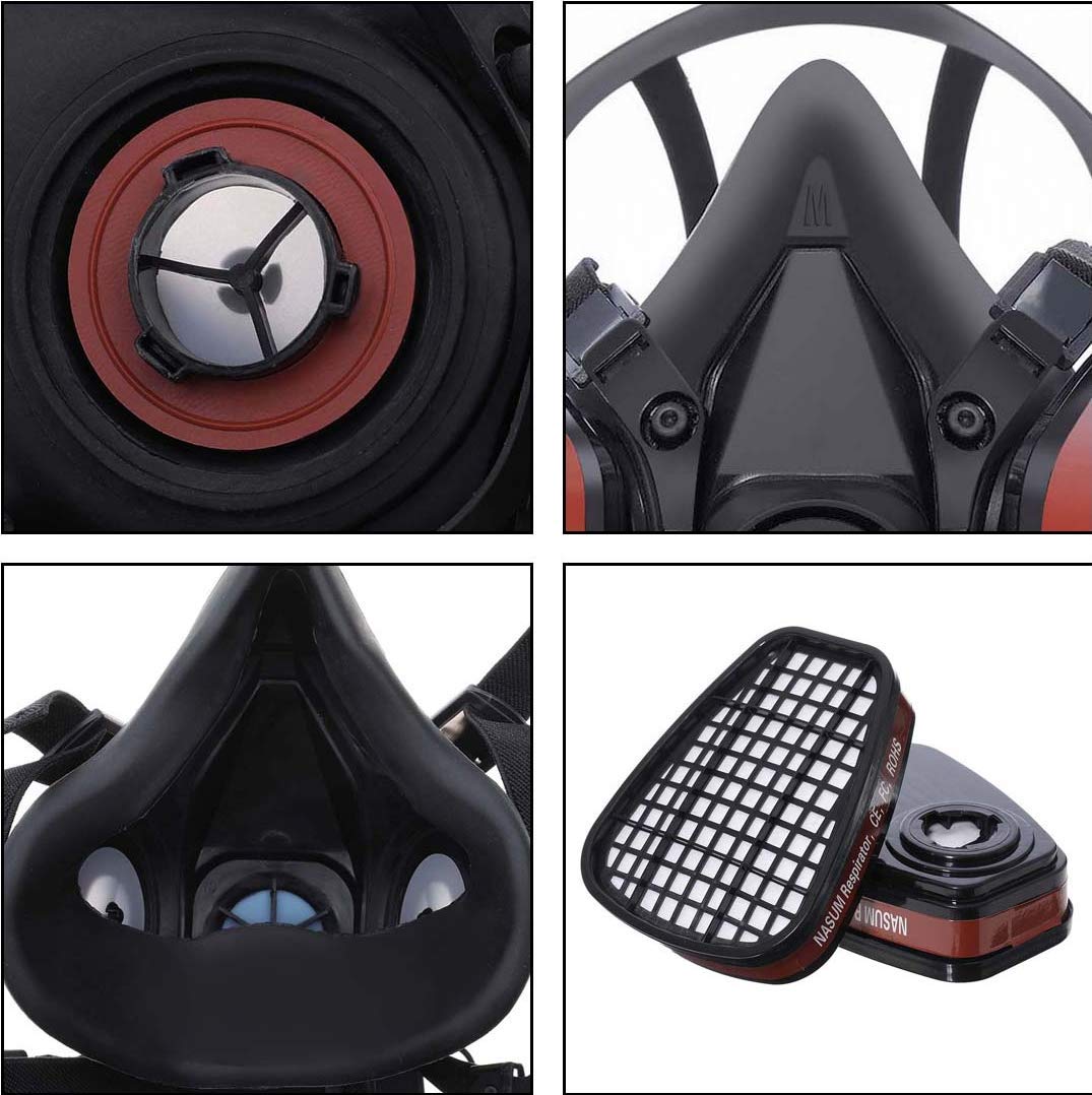 防塵防毒マスク防曇安全ゴーグル 6200 黒ハーフフェイスガ - Dust Mask Construction のレビューと価格