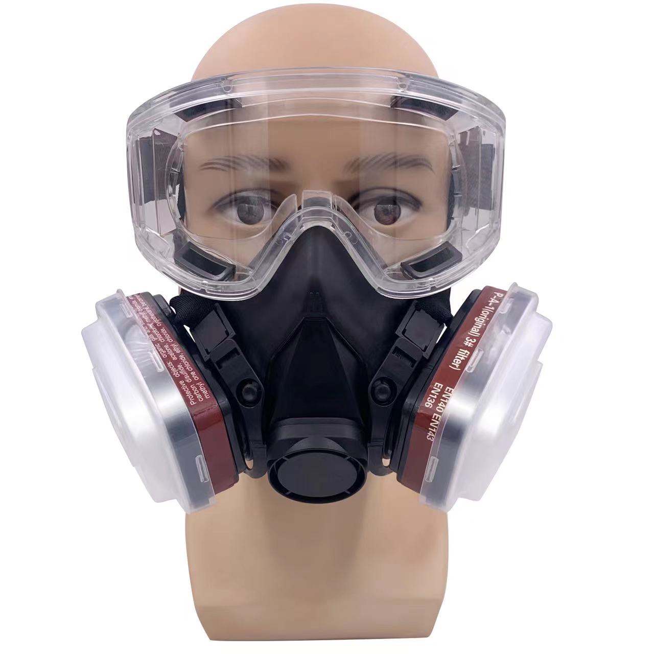 防塵防毒マスク防曇安全ゴーグル 6200 黒ハーフフェイスガ - Dust Mask Construction のレビューと価格