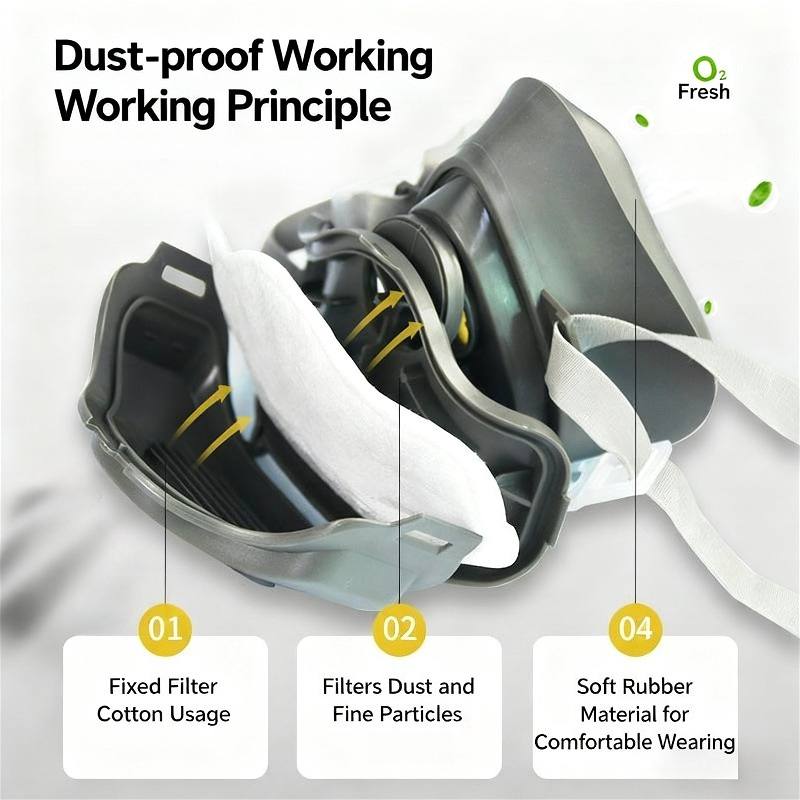 ハーフフェイス防塵マスク 防塵マスク 防塵作業安全ゴムマスク - Respirator Half Face のレビューと価格