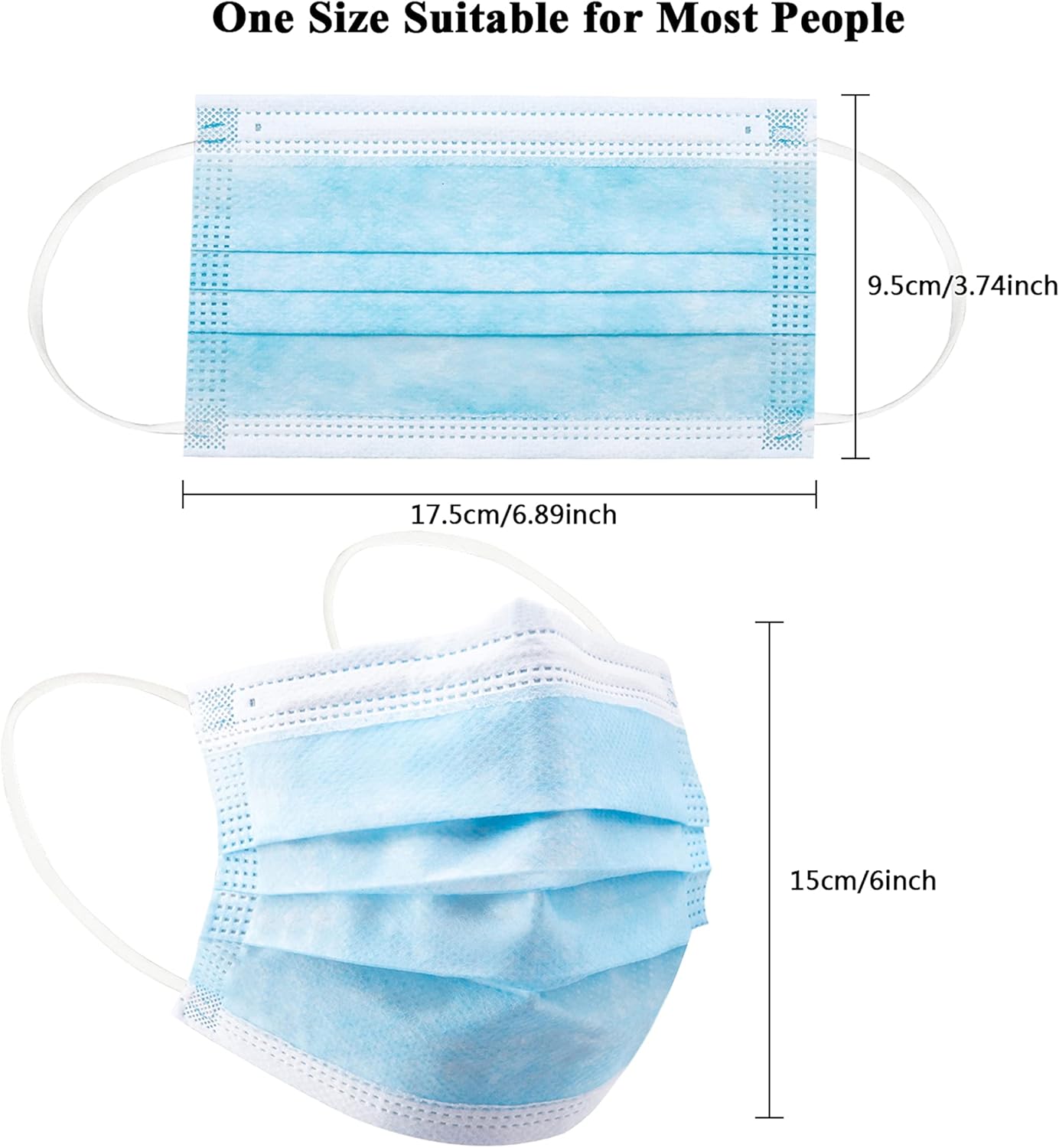 100枚の青い使い捨て保護マスク - 3層構造で通気性があり - Disposable Mask Blue のレビューと価格