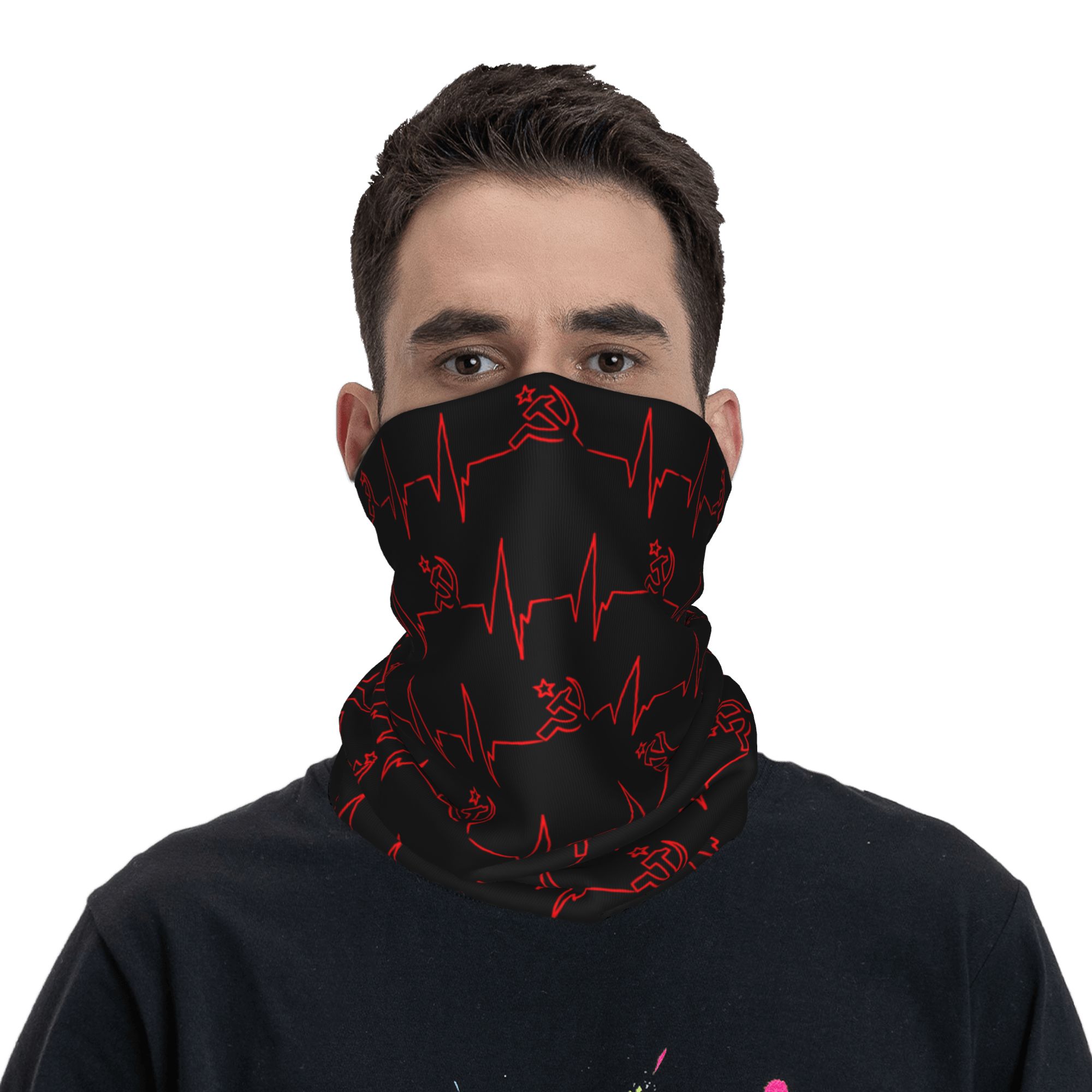 カスタムハートビートロシア国旗ロシアソ連バンダナネックゲイタ - Neck Gaiter Face Cover のレビューと価格