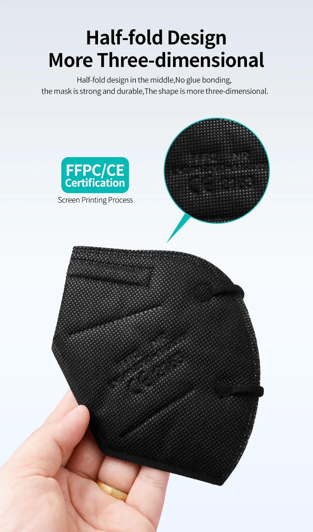 5層FFP2マスク CE認証 KN95 メルトブローンマスク - Disposable Mask Blue のレビューと価格