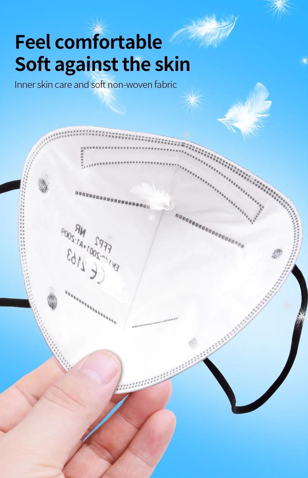 5層FFP2マスク CE認証 KN95 メルトブローンマスク - Disposable Mask Blue のレビューと価格