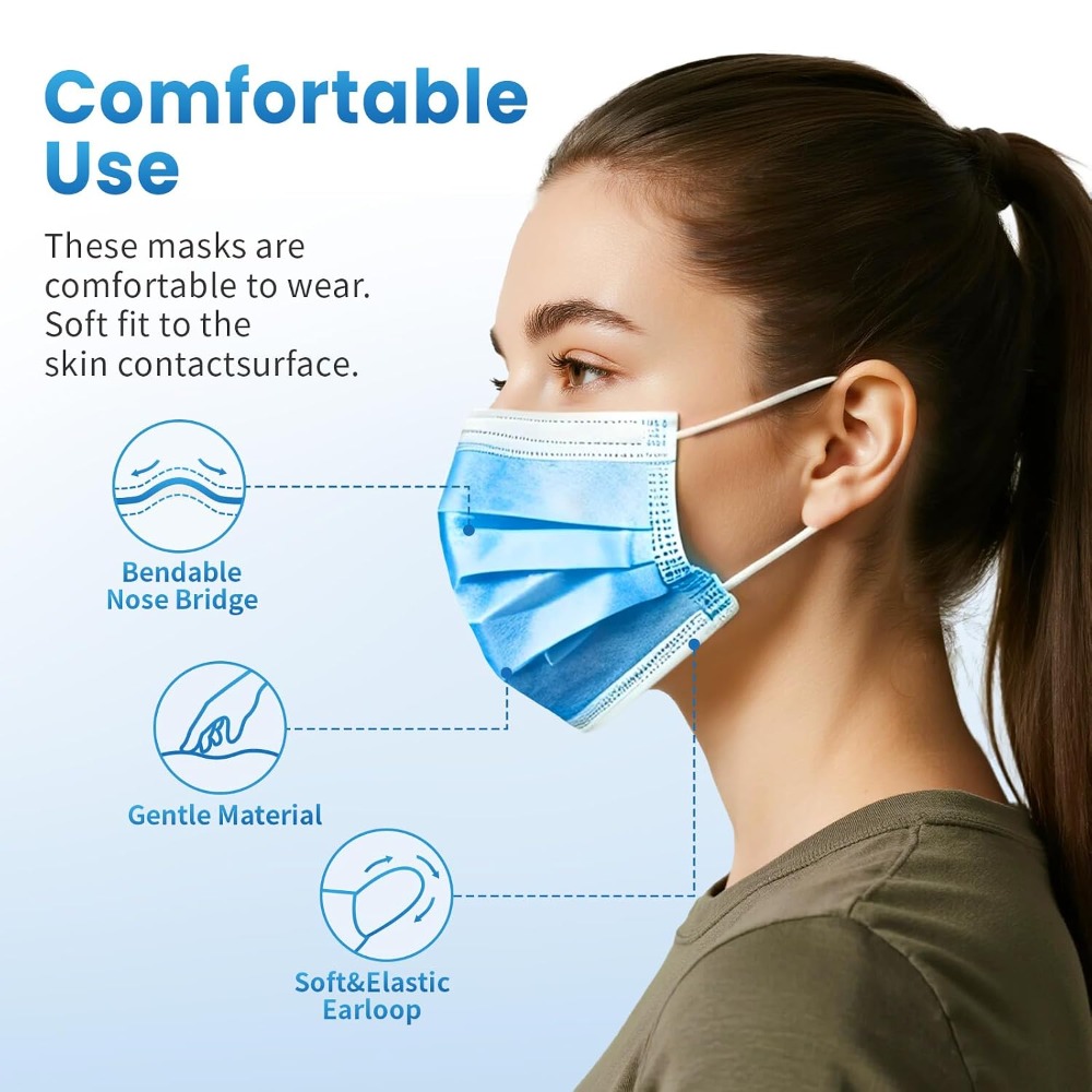 青色使い捨てフェイスマスク100枚入り 青色フェイスマスク3 - Disposable Mask Blue のレビューと価格