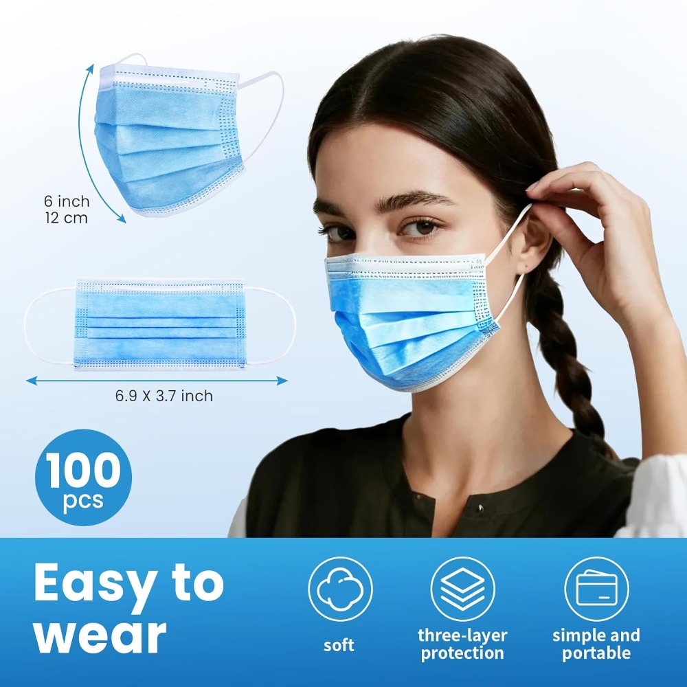 青色使い捨てフェイスマスク100枚入り 青色フェイスマスク3 - Disposable Mask Blue のレビューと価格