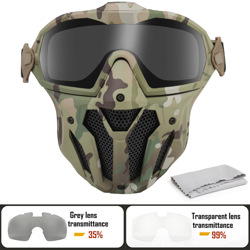 戦術的なフルフェイスマスク防曇ファン射撃安全保護具狩猟エアガ - Anti Pollution Mask のレビューと価格