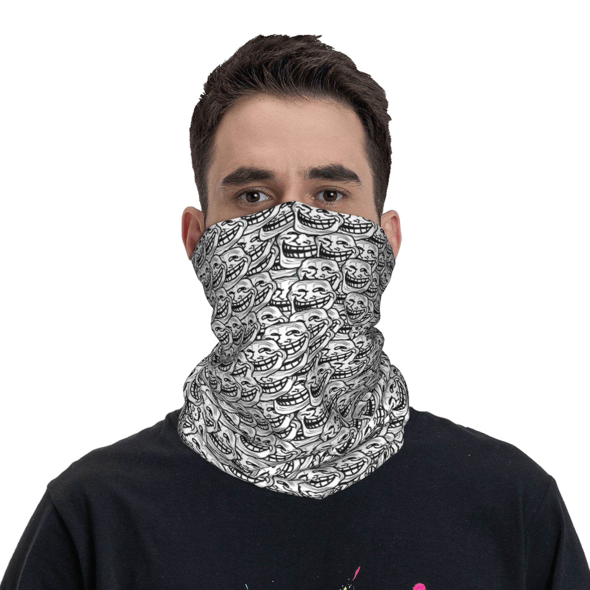 面白いアニメのトロールフェイスクエストビデオミーム バンダナ - Neck Gaiter Face Cover のレビューと価格