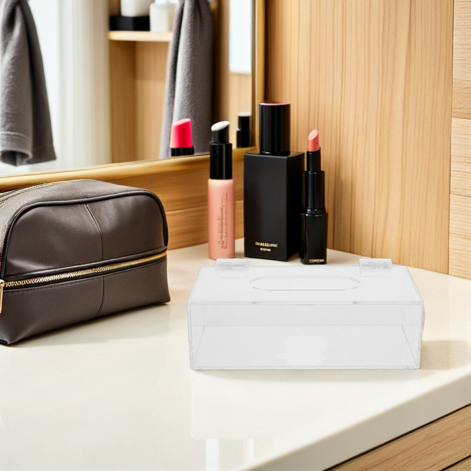 透明アクリル製フェイスマスク収納ボックス ヒンジ付き蓋 マス - Face Mask Storage Box のレビューと価格
