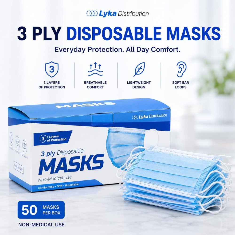 フェイスマスク - 高品質ブルー使い捨てマスク - 3層イヤ - Disposable Mask Blue のレビューと価格