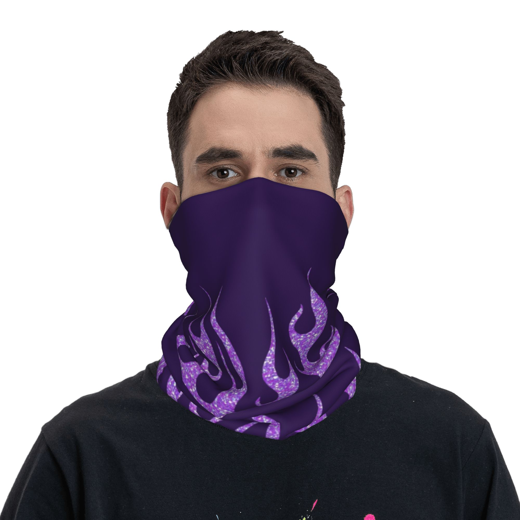 カスタムパープルグリッターフレームズバンダナネックゲイターU - Neck Gaiter Face Cover のレビューと価格