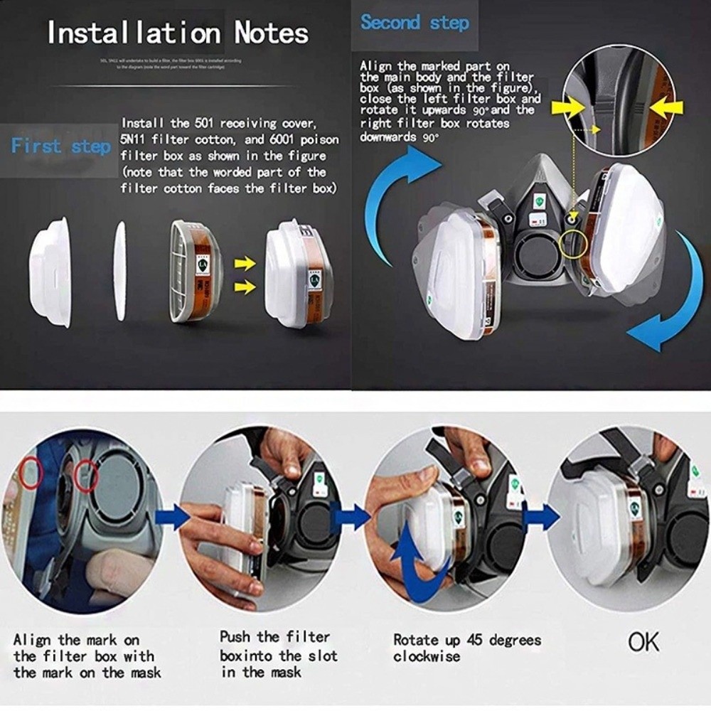 再利用可能 ‌ ハーフフェイスプロフェッショナル呼吸器保護ハ - Respirator Half Face のレビューと価格