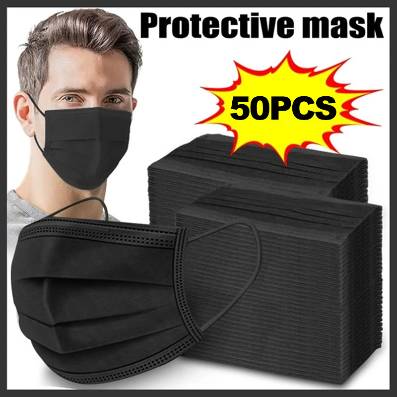 マスク 3 層マスク フェイスマスク メルトブローン布 使い - Black Face Mask Pack のレビューと価格