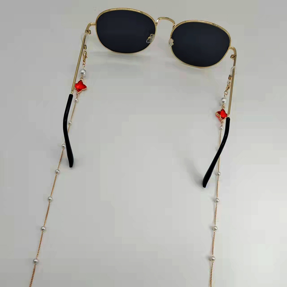 女性眼鏡チェーンプラスチックビーズハートカラークリスタルチャ - Mask Chain Holder のレビューと価格