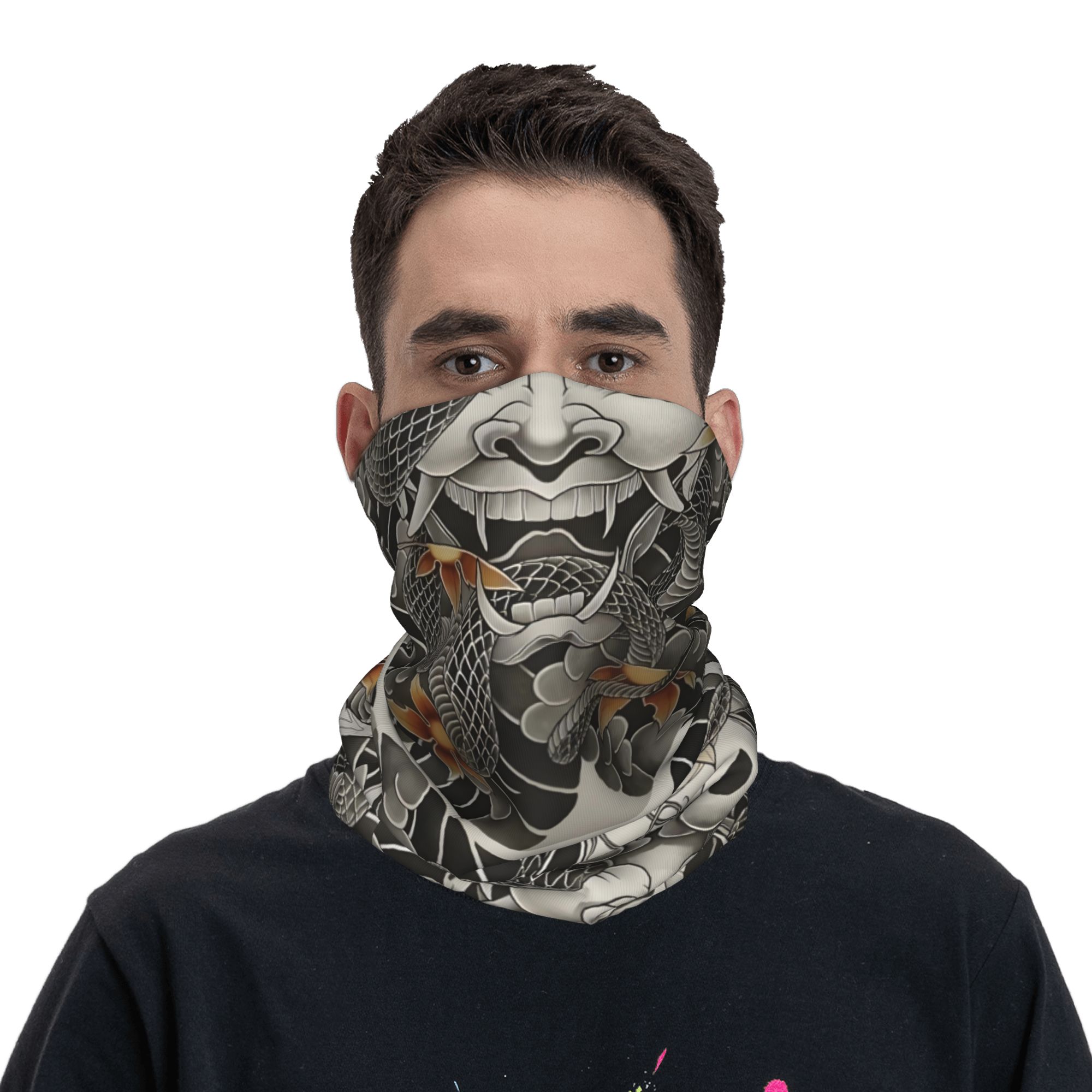 カスタム侍鬼デーモンバンダナネックウォーマー男女兼用冬スキー - Neck Gaiter Face Cover のレビューと価格
