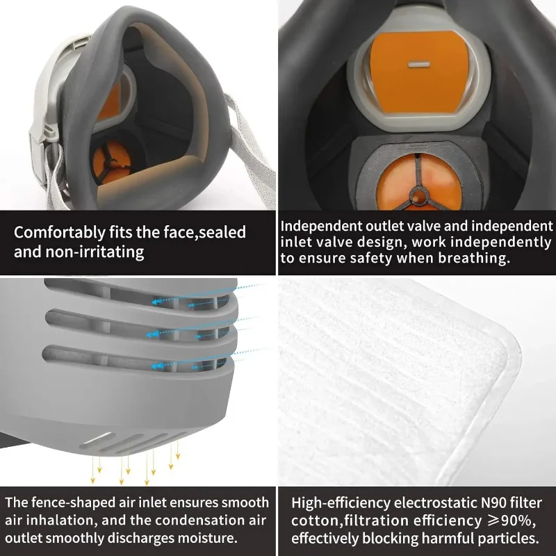 フィルター付きハーフフェイスマスク,綿レスピレーター,工業用 - Dust Mask Construction のレビューと価格