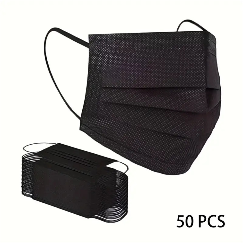50-200 個黒使い捨てフェイスマスク 3 層プライフィル - Black Face Mask Pack のレビューと価格
