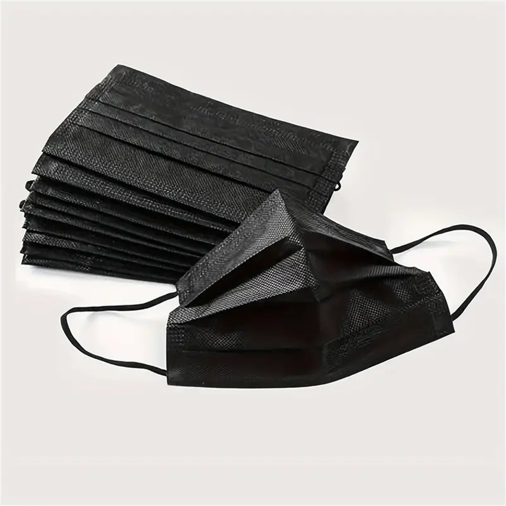 50-200 個黒使い捨てフェイスマスク 3 層プライフィル - Black Face Mask Pack のレビューと価格