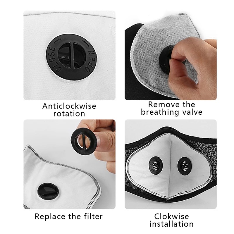 サイクリング防塵 PM2.5 活性炭フィルター交換保護防塵  - Dust Mask Construction のレビューと価格