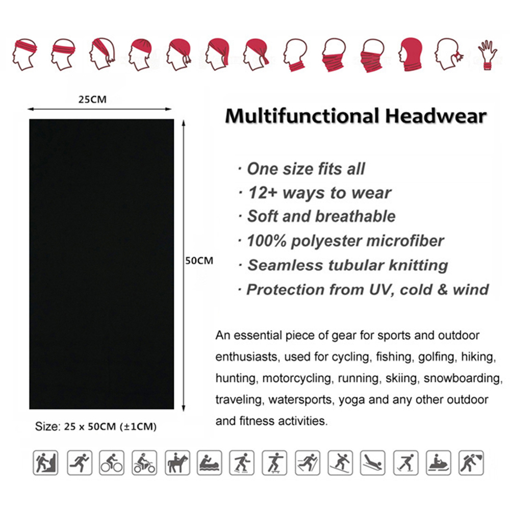 シームレスな無地バンダナ男性女性黒赤グレーヘッドバンドスカー - Neck Gaiter Face Cover のレビューと価格