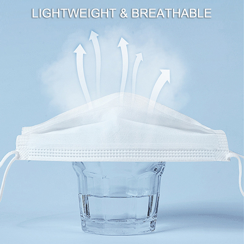 50 個 3 層マスク フェイスマスク メルトブローン布 使 - Disposable Mask Blue のレビューと価格