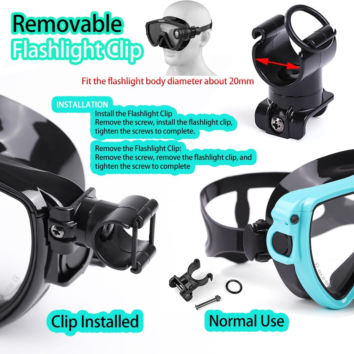 懐中電灯ブラケット付きスキューバダイビングマスク、液体シリコ - Silicone Mask Bracket のレビューと価格